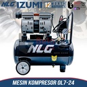 Izumi NLG Mesin Kompressor Angin Portable 3/4 HP 24 Liter Oilless Air Compressor 0.75 HP Tanpa Oli