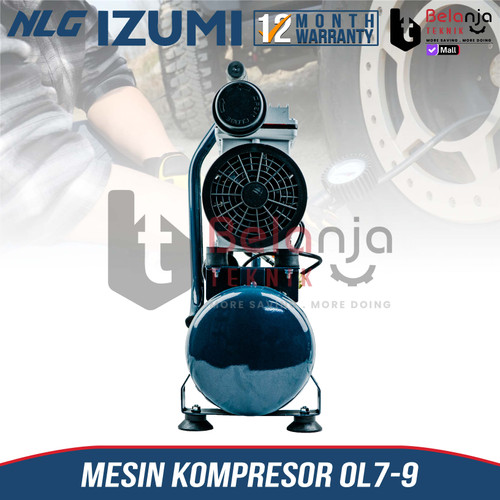 Izumi NLG Mesin Kompressor Angin Portable 3/4 HP 9 Liter Oilless Air Compressor 0.75 HP Tanpa Oli