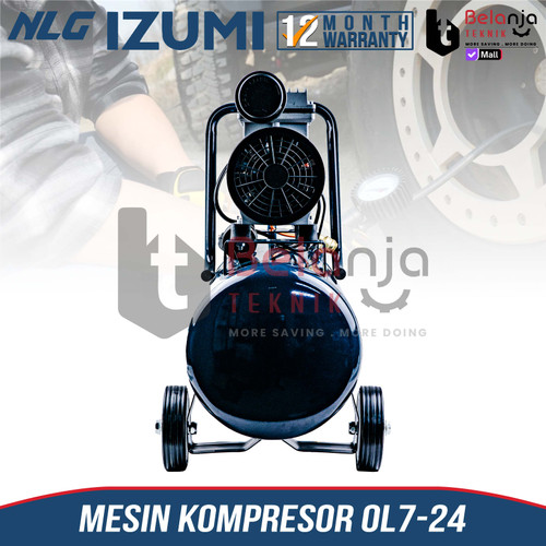 Izumi NLG Mesin Kompressor Angin Portable 3/4 HP 24 Liter Oilless Air Compressor 0.75 HP Tanpa Oli