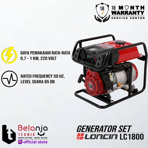 Loncin Generator Set Listrik LC 1800 LC1800 1000 Watt Genset Bensin