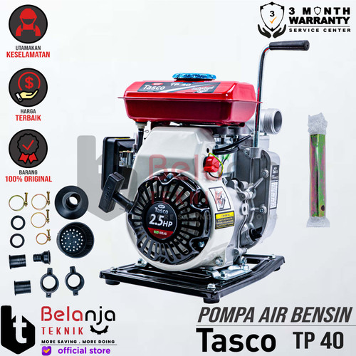 TASCO Pompa Air Bensin TP 40 Alkon 1.5 Inch PLUS Converter 1 Inch 4tak