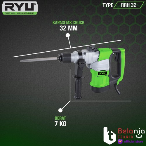 RYU Mesin Bor Bobok BETON RRH 32 Demolition Hammer RRH32 1350 WATT