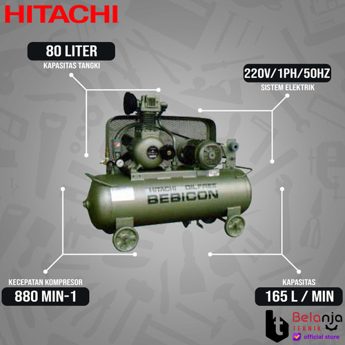 HITACHI Air Compressor Bebicon 1.5OP-9.5GS5A 2 HP Kompresor Angin 2HP
