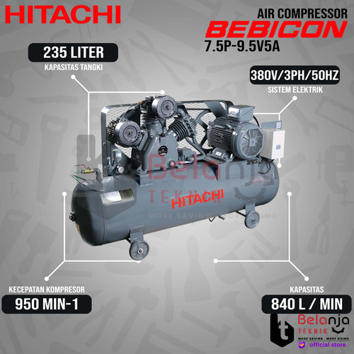 HITACHI Air Compressor Bebicon 7.5P-9.5V5A 10 HP Kompresor Angin 10HP