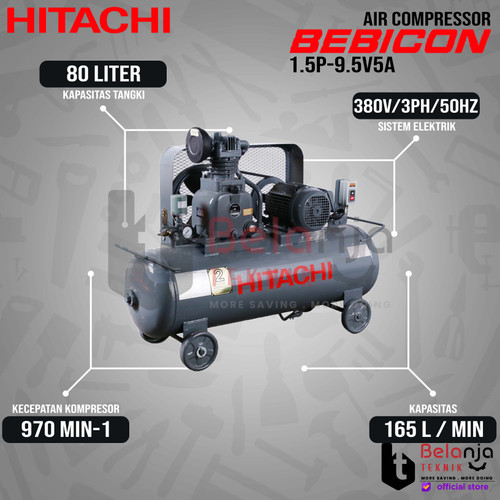 HITACHI Air Compressor Bebicon 1.5P-9.5V5A 2 HP Kompresor Angin 2HP