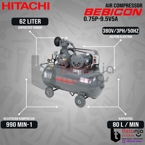 HITACHI Air Compressor Bebicon 0.75P-9.5V5A 1 HP Kompresor Angin 1HP