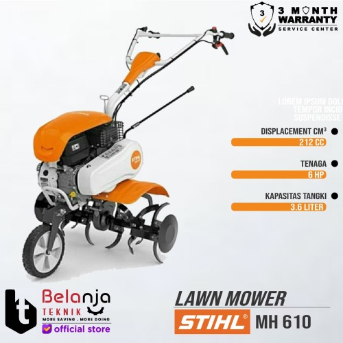 STIHL Cultivator MH 610 Traktor Bajak H Duty Tiller BENSIN 6 HP Belt D