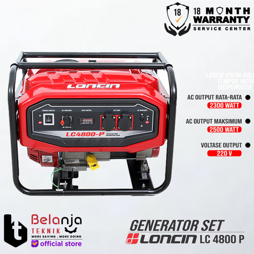 LONCIN Generator Set Bensin LC4800P 2500 Watt Genset LC 4800 P 2500W