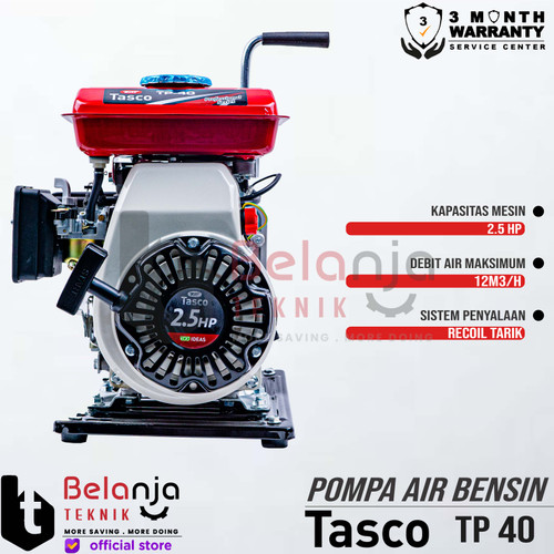 TASCO Pompa Air Bensin TP 40 Alkon 1.5 Inch PLUS Converter 1 Inch 4tak