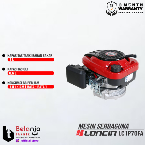 Loncin Mesin Penggerak Serbaguna Bensin Vertikal LC1P70FA 6.5 HP