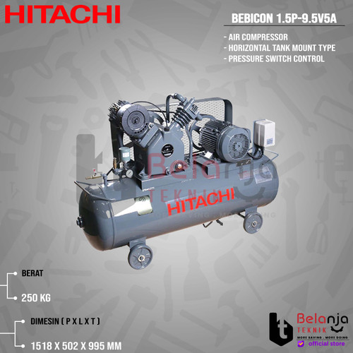 HITACHI Air Compressor Bebicon 5.5 P-9.5V5A 7.5 HP Kompresor Angin