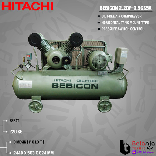 HITACHI Air Compressor Bebicon 2.2OP-9.5GS5A 3 HP Kompresor Angin 3HP