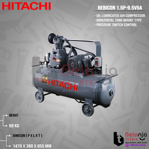 HITACHI Air Compressor Bebicon 1.5P-9.5V5A 2 HP Kompresor Angin 2HP