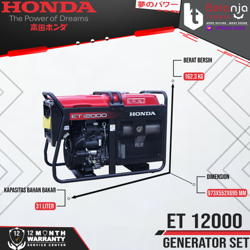 Honda Generator Set Bensin ET 12000 9000 Watt Genset 9000W ET12000