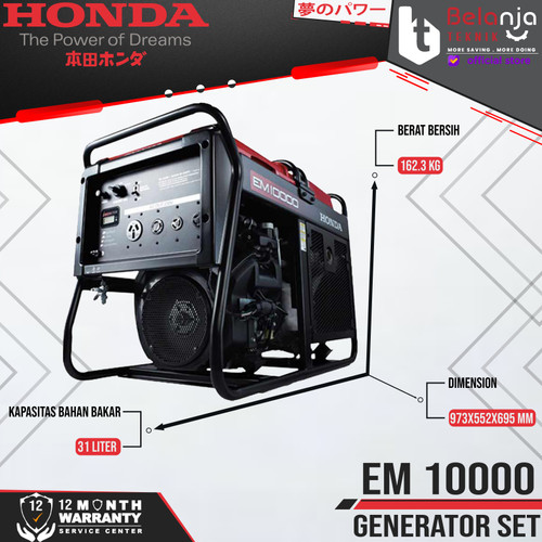 HONDA Generator Set Bensin EM10000 7200 Watt Genset EM 10000 7200W
