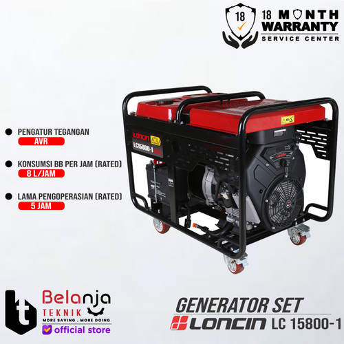 LONCIN Generator Set Bensin LC 15800-1 17000 Watt Genset LC15800-1