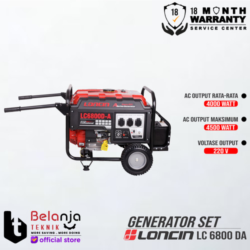 LONCIN Generator Set Bensin LC6800DA 4500W Genset LC 6800 DA 4500 Watt