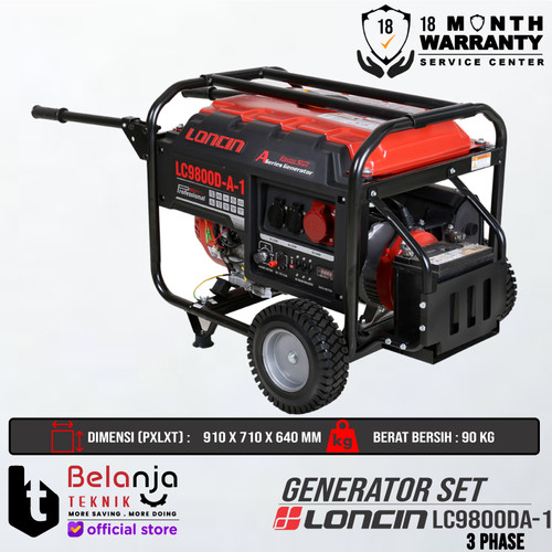 LONCIN Generator Set Bensin LC 9800 DA-1 3 Phase 7500 Watt Genset