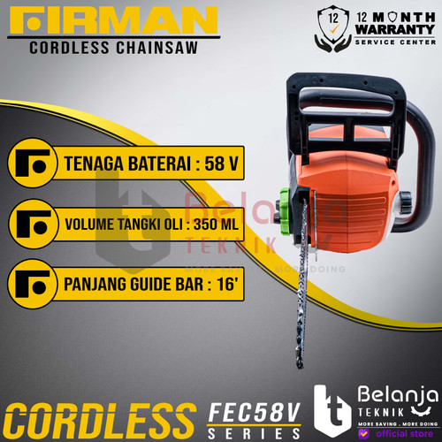 Firman Chainsaw Cordless FEC 58 V Mesin Gergaji Baterai FEC58V 2.5-5 A
