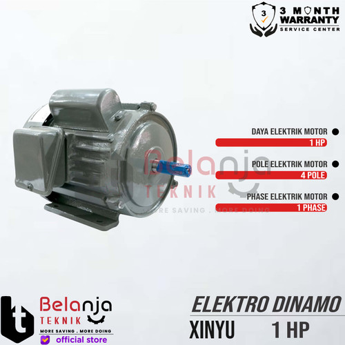 XINYU Mesin Dinamo 1 HP 1 Phase 4 Pole Electro Motor 1HP 750 WATT 220V