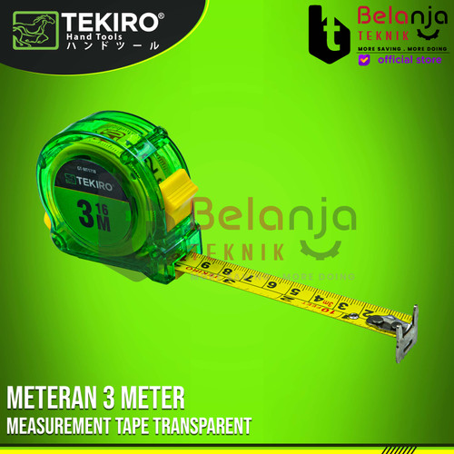 TEKIRO Meteran Transparan 3 M Roll Matic Meter 3 Meter Tekiro