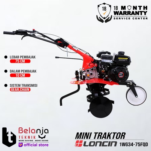 LONCIN Mesin Bajak Tanah 1WG34-75FQD Cultivator Mini Traktor Tiller