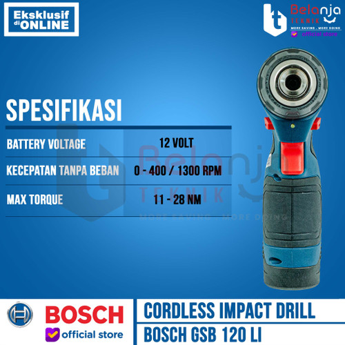 Bosch Bor Impact Baterai GSB 120 Li GEN 3 dengan Mata Bor 41pcs X-line