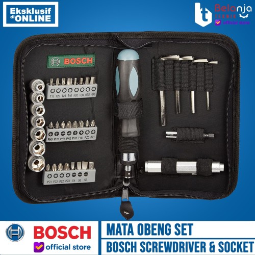 BOSCH Screwdriver and Socket Set / Mata Obeng dan Soket Set 38 Pcs