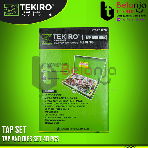 TEKIRO Hand Taps And Dies Set 40 Pcs Tap Set dan Snei 40 Pcs Tekiro