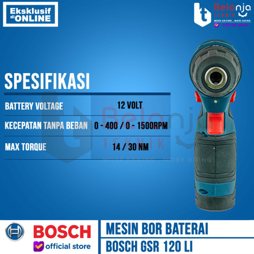 Bosch Bor Obeng Baterai GSR 120 LI GEN 3 PLUS Mata Bor 43 PC GSR120LI