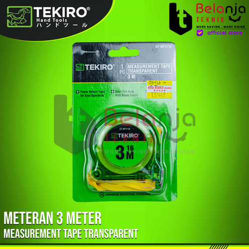 TEKIRO Meteran Transparan 3 M Roll Matic Meter 3 Meter Tekiro