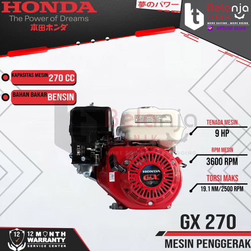 Honda Mesin Penggerak GX 270 H Jialing 9 HP Bensin Serbaguna GX270H
