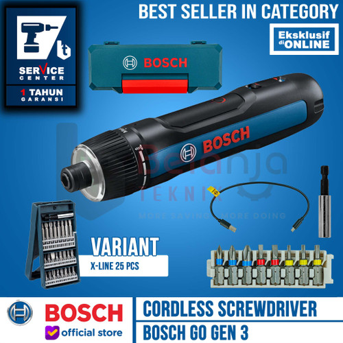 BOSCH GO Gen 3 Mesin Obeng Baterai Cordless Screwdriver 3.6 Volt USB