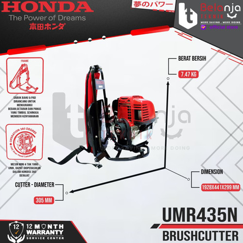 Mesin Potong Rumput Gendong Honda UMR435N + Weeding Head Penggembur