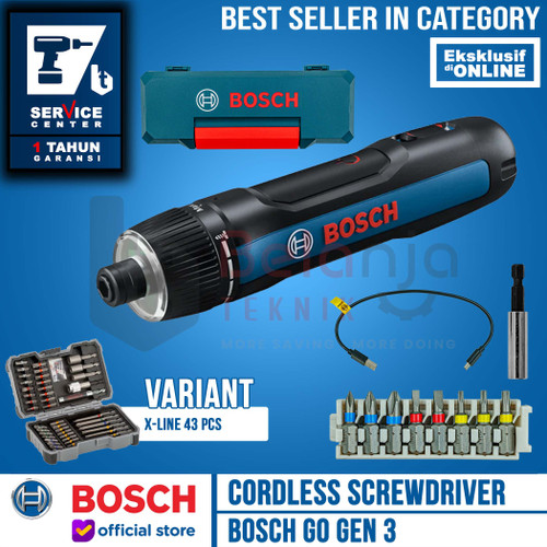 BOSCH GO Gen 3 Mesin Obeng Baterai Cordless Screwdriver 3.6 Volt USB