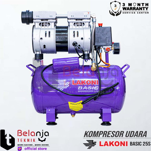 Mesin Kompresor Angin Lakoni 25S 0.75HP 3/4HP Oilless Silent 25 S 24L