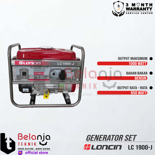 Genset Bensin - Loncin LC 1900 J - 1000 Watt - Generator Set