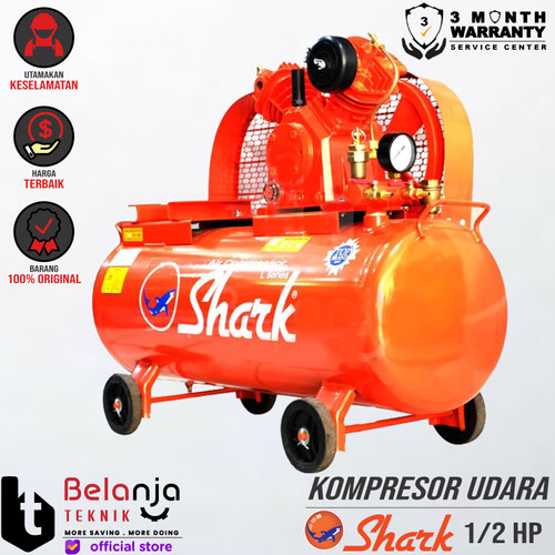 Shark 0.5 HP -1/2 UNLOADED AIR COMPRESSOR- KOMPRESOR ANGIN KOSONGAN
