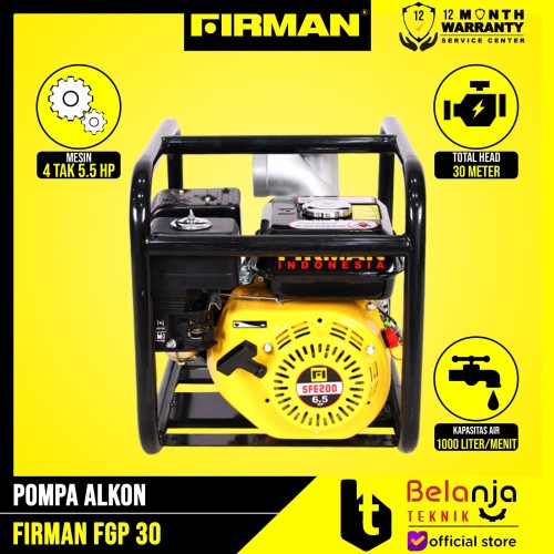 Mesin Alkon Pompa Air Irigasi Firman FGP 30 3 Inchi 8 Meter
