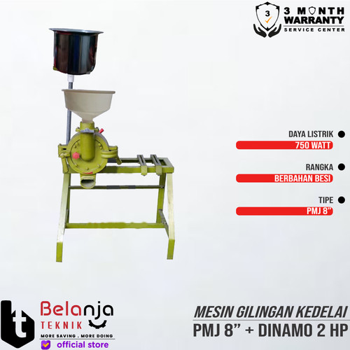 Mesin Gilingan Kedelai-Tahu 8'' PMJ + Elektro Motor 2HP 1Phase 4Pole