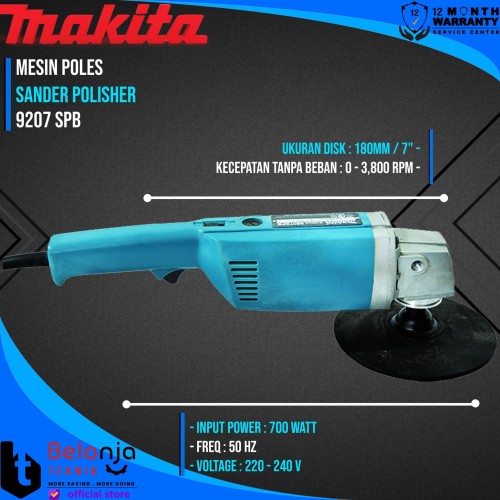 Makita Mesin Poles Mobil 9207 SPB Polisher Mobil 7 Inch 700 W 9207SPB