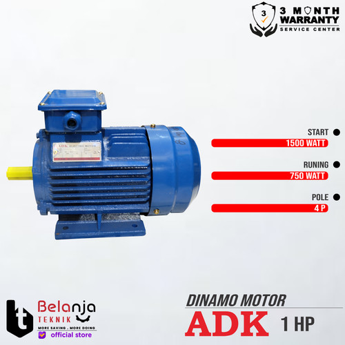 Mesin Dinamo - Electro Motor ADK 1 HP 1 Phase 4 Pole