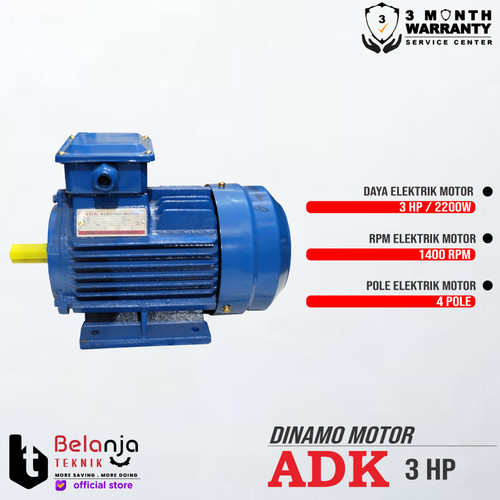 Mesin Dinamo - Electro Motor ADK 3 HP 1 Phase 4 Pole