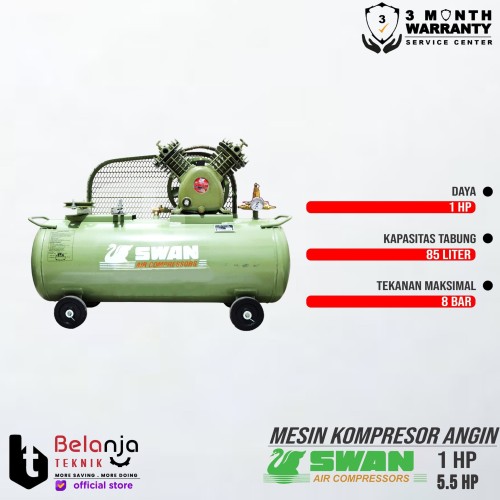 Swan Mesin Air Compressor 1HP dan Engine Penggerak Ex-China 5.5 HP