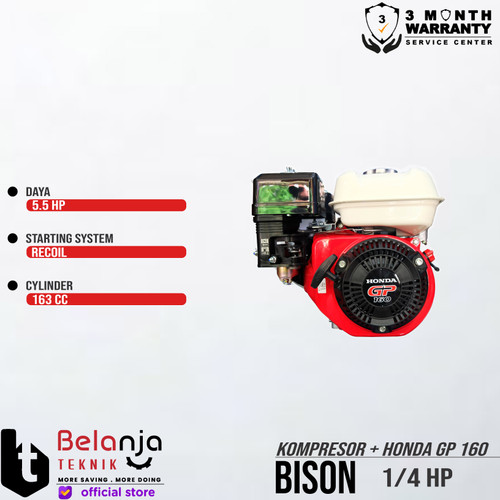 Bison Mesin Kompressor Udara 0.25 HP + Engine Honda GP 160 Jialing