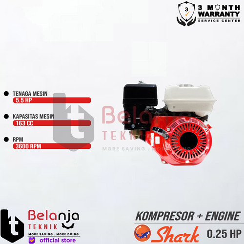 SHARK 0.25 HP -UNLOADER AIR COMPRESSOR- KOMPRESOR ANGIN & Mesin 5.5 HP