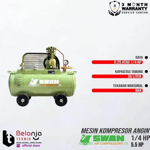Swan 0.25 hp UNLOADER AIR COMPRESSOR - KOMPRESOR ANGIN & ENGINE 5.5HP