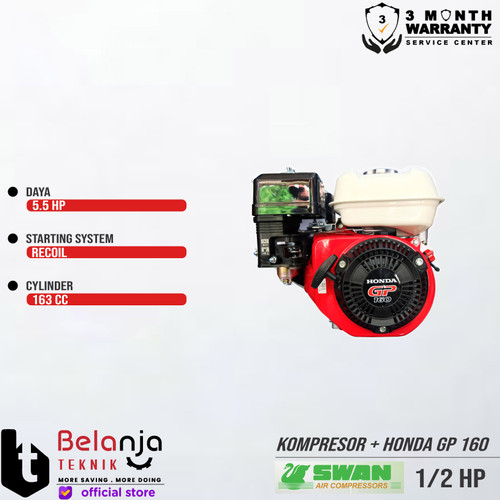 Swan 0.50 HP - UNLOADER AIR COMPRESSOR - KOMPRESOR ANGIN & HONDA GP160