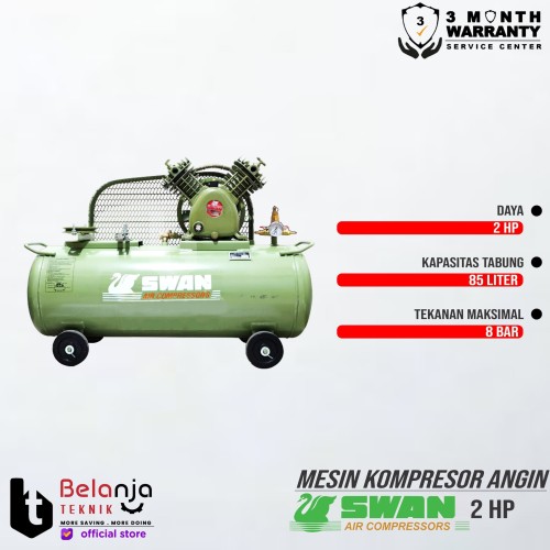 Swan Uunloaded Air Compressor 2 HP Mesin Kompresor Angin Unit Only