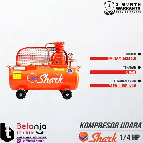 Shark Unloaded Air Compressor 0.25 HP Kompresor Angin Tanpa Penggerak